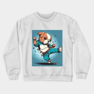 dog knows karate art Crewneck Sweatshirt